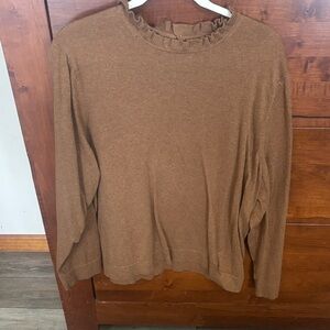 J. Crew Tan Ruffle Neck Sweater